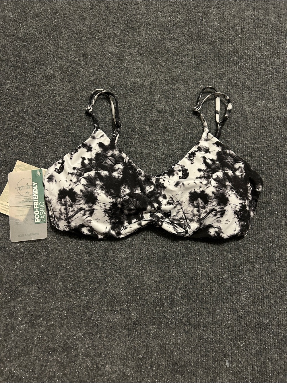 Eco-Friendly Black & White Tie-Dye Women's Bra
